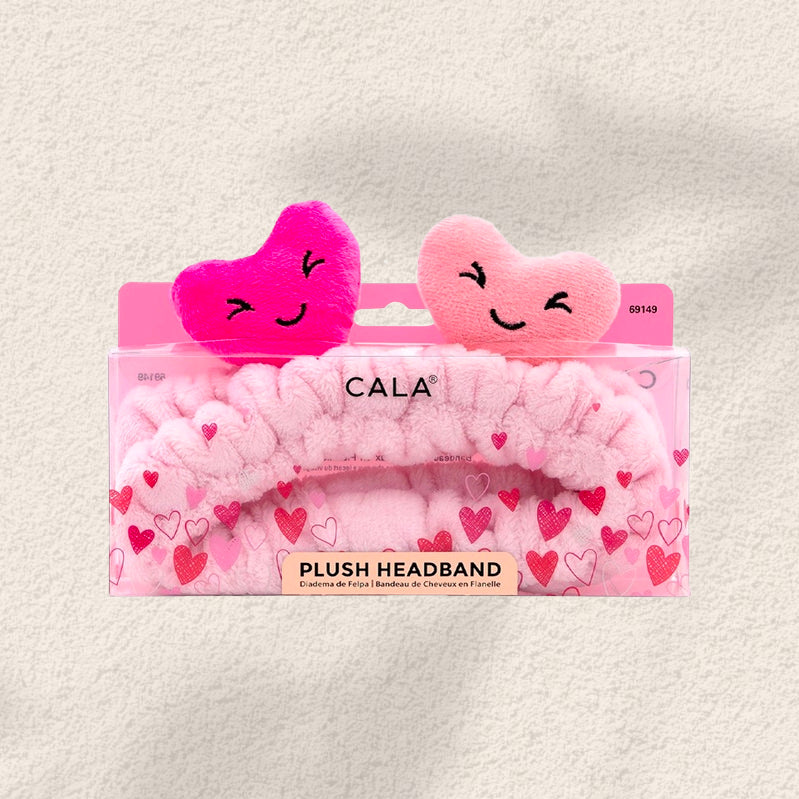 Bandeau en peluche en forme de cœur rose